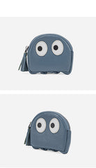 Cutest Women Blue Leather Pac-Man Coin Wallet Small Keychain with Wallet Change Wallet For Women