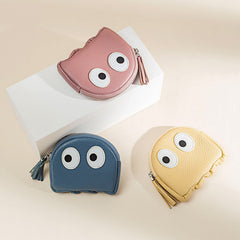 Cutest Women Blue Leather Pac-Man Coin Wallet Small Keychain with Wallet Change Wallet For Women