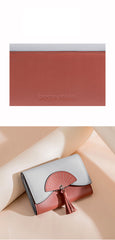 Cutest Women Leather Small Wallet CONTRAST COLOR Billfold Card Wallet with Folding Fan For Women