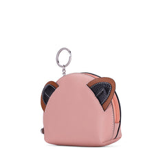 Cutest Women Pink Leather Cat Coin Wallet Small Keychain with Wallet Card Change Wallet For Women