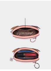 Cutest Women Pink Leather Cat Coin Wallet Small Keychain with Wallet Card Change Wallet For Women