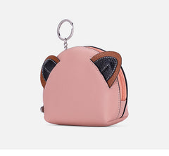 Cutest Women Pink Leather Cat Coin Wallet Small Keychain with Wallet Card Change Wallet For Women