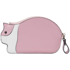 Cutest Women Pink Leather Cat Small Zipper Wallet Slim Card Wallet Change Wallet For Women