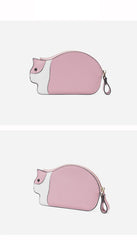 Cutest Women Pink Leather Cat Small Zipper Wallet Slim Card Wallet Change Wallet For Women