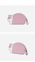 Cutest Women Pink Leather Cat Small Zipper Wallet Slim Card Wallet Change Wallet For Women