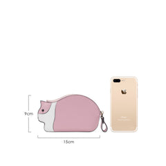 Cutest Women Pink Leather Cat Small Zipper Wallet Slim Card Wallet Change Wallet For Women