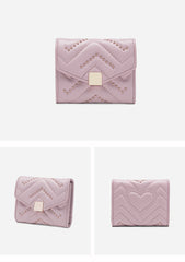 Cute Womens Green Leather Small Wallet with Rivets Billfold Slim Small Wallet For Women