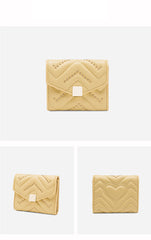 Cute Womens Yellow Leather Small Wallet with Rivets Billfold Slim Small Wallet For Women