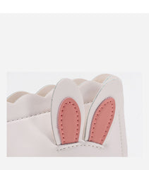 Cutest Women White Leather Bunny Coin Wallet Small Keychain with Wallet Card Wallet For Women