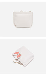 Cutest Women White Leather Bunny Coin Wallet Small Keychain with Wallet Card Wallet For Women