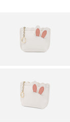 Cutest Women White Leather Bunny Coin Wallet Small Keychain with Wallet Card Wallet For Women