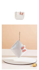 Cutest Women White Leather Bunny Coin Wallet Small Keychain with Wallet Card Wallet For Women