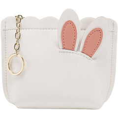 Cutest Women White Leather Bunny Coin Wallet Small Keychain with Wallet Card Wallet For Women