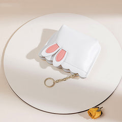 Cutest Women White Leather Bunny Coin Wallet Small Keychain with Wallet Card Wallet For Women