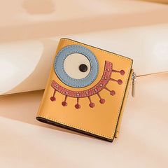 Cutest Women Yellow Leather Card Holder Shining Eye Card Wallet Billfold Card Holder Credit Card Holder For Women