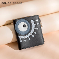 Cutest Women Yellow Leather Card Holder Shining Eye Card Wallet Billfold Card Holder Credit Card Holder For Women