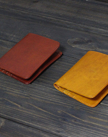 Handmade Men billfold leather wallet men vintage Wine Yellow card wallet for him - EverHandmade