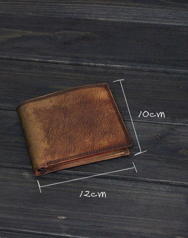 Handmade Men small leather wallets men vintage brown gray billfold wallet for him - EverHandmade