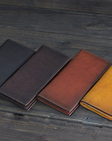 Handmade Men long leather wallet men vintage coffee brown black tan wallet for him - EverHandmade