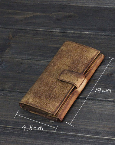 Handmade Men long leather wallet men card slots vintage brown gray wallet for him - EverHandmade