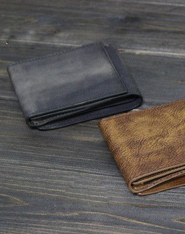 Handmade Men billfold leather wallet men vintage gray brown card wallet for him - EverHandmade