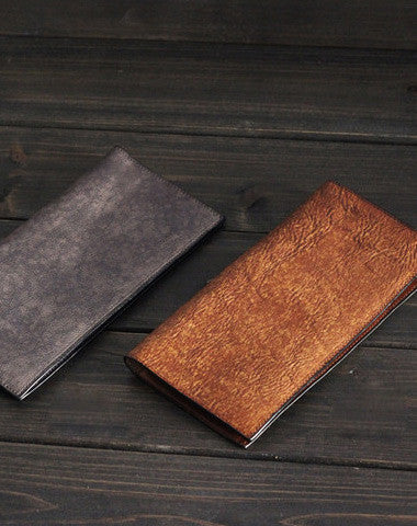 Handmade Mens long leather wallet vintage bifold long wallet for him - EverHandmade