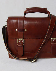 Handmade leather men Briefcase messenger red brown shoulder ipad bag vintage bag - EverHandmade