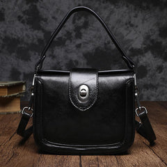 Vintage Womens Leather Black Small Handbag Shoulder Bag Purse Brown Handbag for Ladies