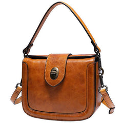 Vintage Womens Leather Black Small Handbag Shoulder Bag Purse Brown Handbag for Ladies