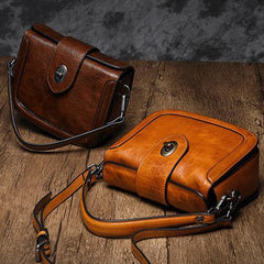 Vintage Womens Leather Black Small Handbag Shoulder Bag Purse Brown Handbag for Ladies