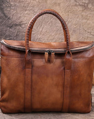 Vintage Leather Mens Briefcases Work Bag Business Bags for men
