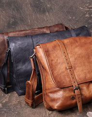 Genuine Leather Mens Cool Messenger Bag iPad Bag Chest Bag Bike Bag Cycling Bag for men - EverHandmade