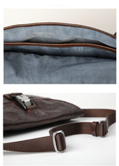 DISTRESSED BROWN LEATHER MEN'S Side BAG 10 inches MESSENGER BAG Leather Coffee Courier BAGs FOR MEN