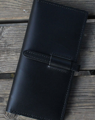 Handmade Black womens leather wallet long wallet clutch wallet for women - EverHandmade