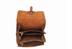 Handmade brown vintage minimalist leather phone clutch long zip wallet for men