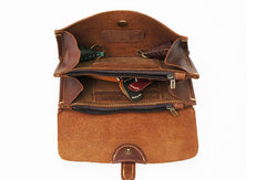 Handmade brown vintage minimalist leather phone clutch long zip wallet for men