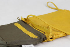 Handmade vintage leather yellow minimalist crossbody Shoulder Bag for girl women