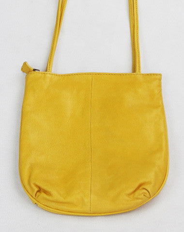 Handmade vintage leather yellow minimalist crossbody Shoulder Bag for girl women - EverHandmade