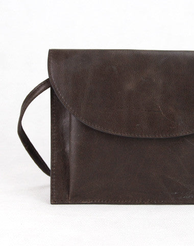 Handmade dark coffee vintage leather clutch crossbody Shoulder Bag for girl women