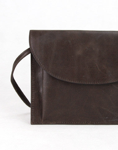 Handmade dark coffee vintage leather clutch crossbody Shoulder Bag for girl women - EverHandmade