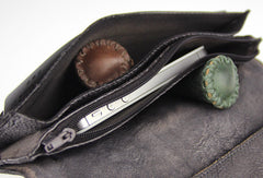 Handmade vintage minimalist leather phone clutch long wallet for women/men - EverHandmade