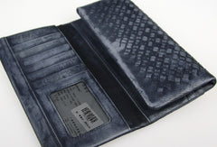 Handmade vintage modern gray leather phone clutch long wallet for women/men