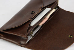 Handmade vintage minimalist leather phone clutch long wallet for women/men - EverHandmade