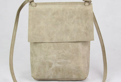 Handmade vintage leather gray minimalist crossbody Shoulder Bag for girl women - EverHandmade