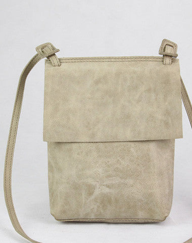 Handmade vintage leather gray minimalist crossbody Shoulder Bag for girl women