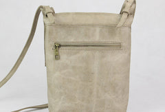 Handmade vintage leather gray minimalist crossbody Shoulder Bag for girl women - EverHandmade