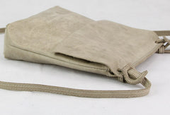 Handmade vintage leather gray minimalist crossbody Shoulder Bag for girl women - EverHandmade