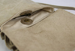 Handmade vintage leather gray minimalist crossbody Shoulder Bag for girl women - EverHandmade