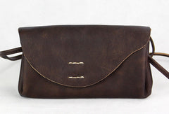 Handmade coffee vintage leather minimalist crossbody Shoulder Bag for girl women