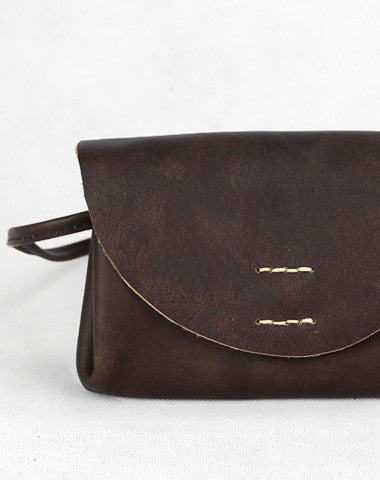 Handmade coffee vintage leather minimalist crossbody Shoulder Bag for girl women